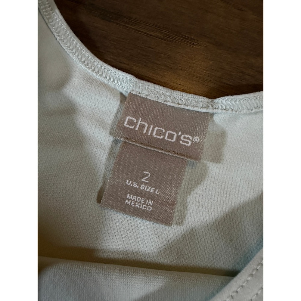Chicos Scoop Neck Tank Top Womens‎ Size 2 L Light Mint Green Nylon Spandex Basic - Picture 2 of 5